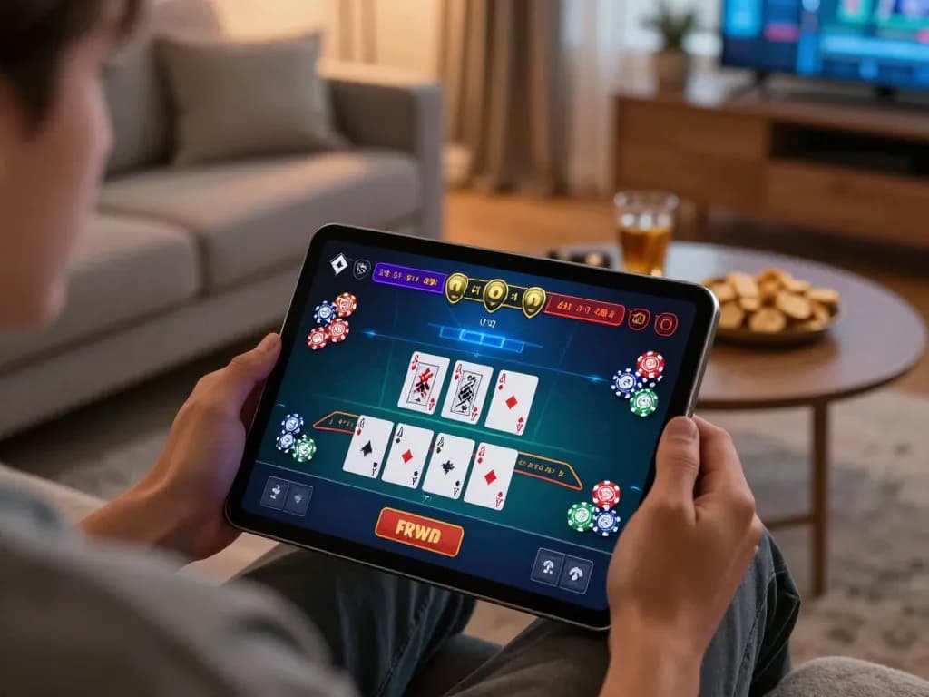 Experience the excitement of blackjack on vegasslot77 with a cozy home gaming setup.