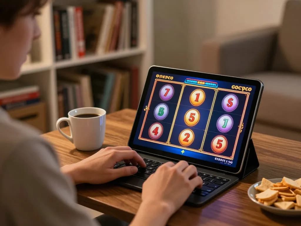 Enjoying a winning moment on 78win mobile app while playing slots in a cozy home.