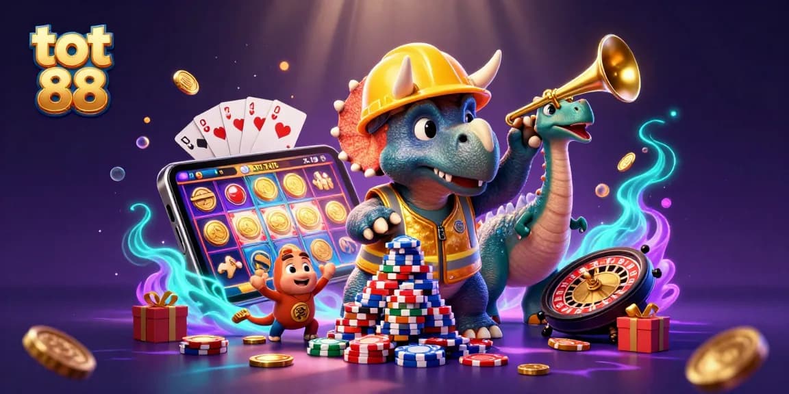 Celebrate tot 88 by watching the triceratops build poker chip towers in a lively casino scene.