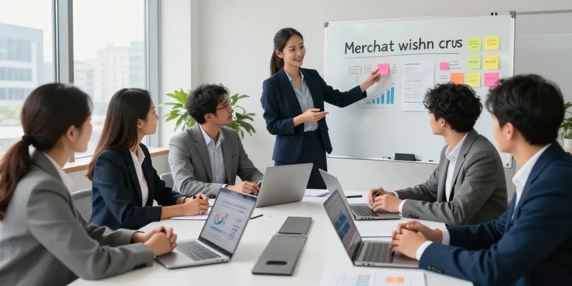 Discussion on merchant cash advance UK funding options by a diverse team of financial advisors in a professional setting.