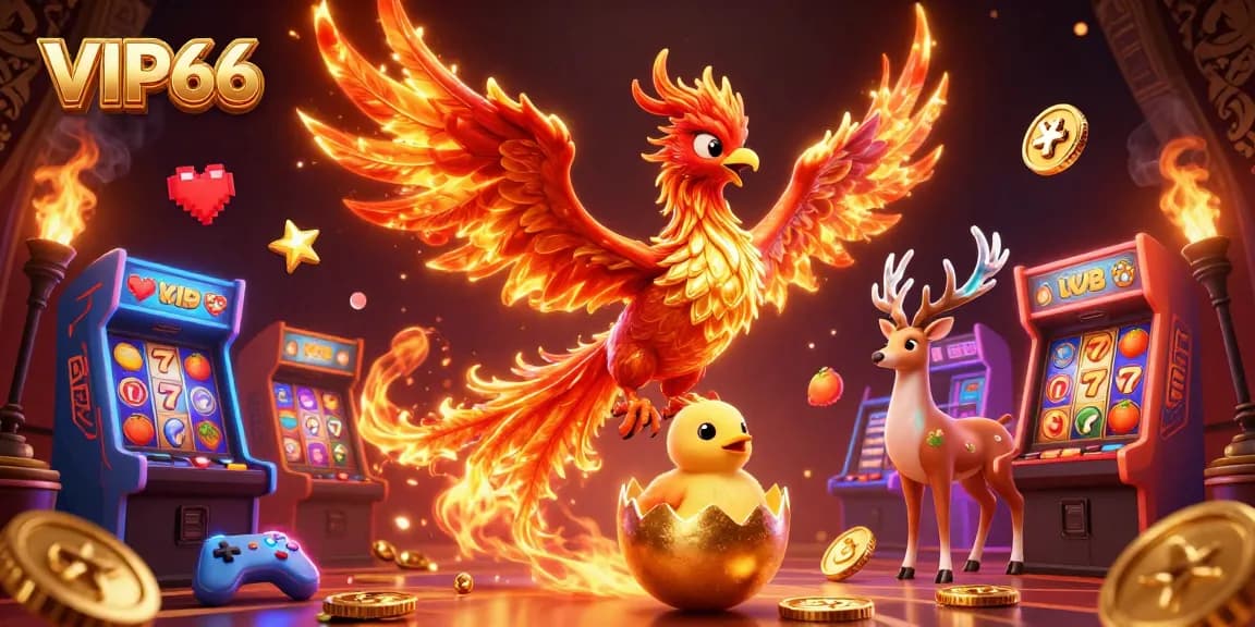 Engage with the exciting world of VIP66 slot games featuring vibrant characters and golden elements.