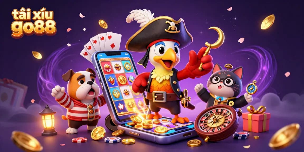 Engage with tài xỉu go88 in a vibrant and dynamic online casino scene featuring unique characters.
