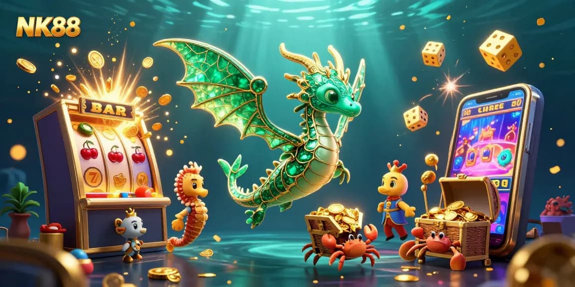 Experience thrilling gameplay with the NK88 sea dragon and aquatic casino elements bursting with excitement.