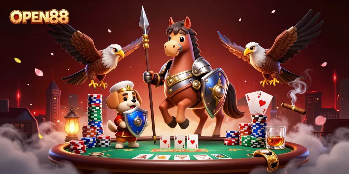 Experience thrilling Poker action with OPEN88 in an immersive and vibrant digital casino scene.