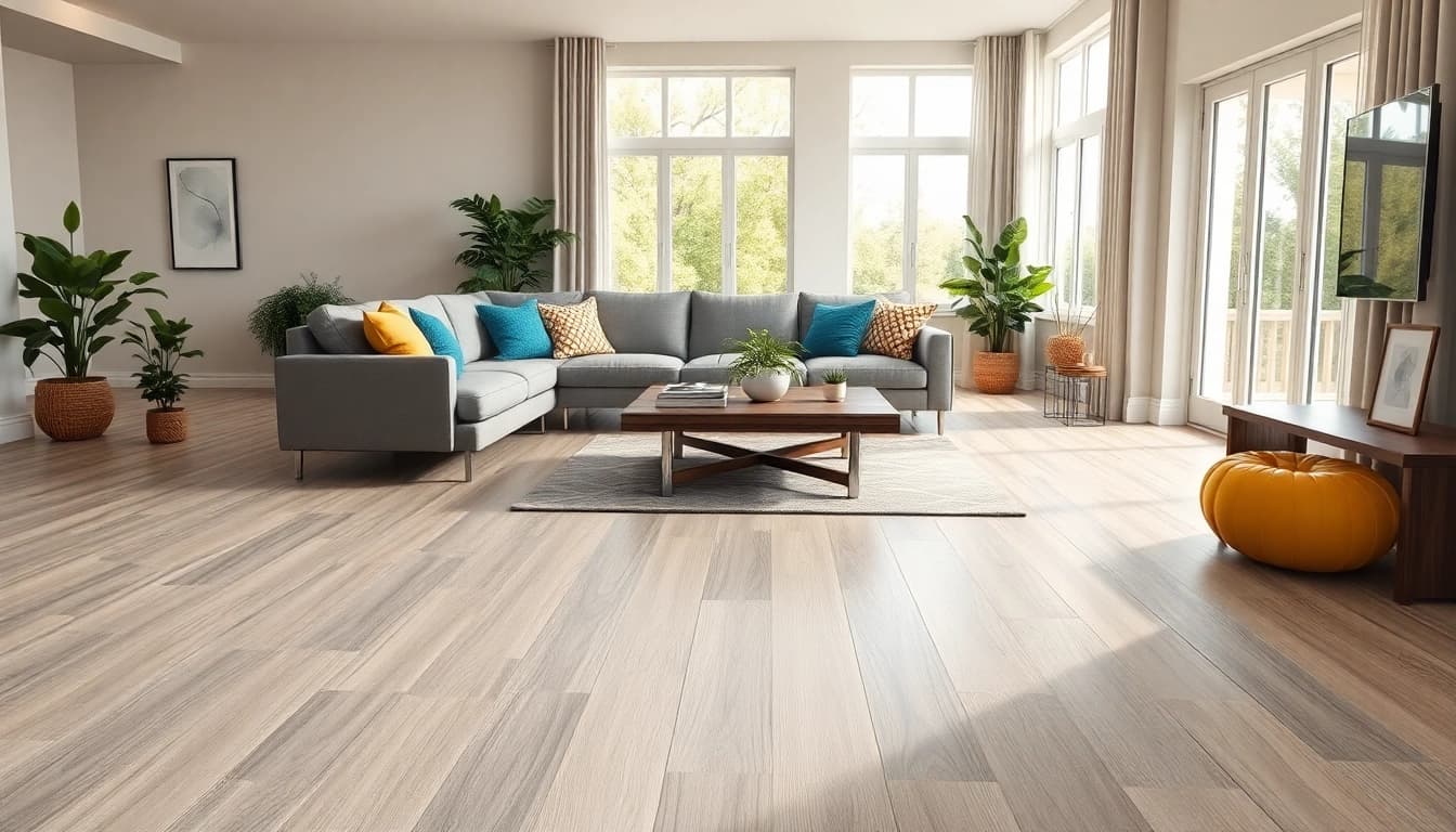 Transform your space with exquisite vinyl plank flooring in a modern living room setting.