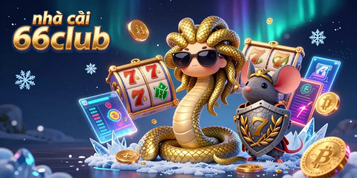 Experience the vibrant world of online gambling with nhà cái 66club featuring immersive slot reels and friendly characters.