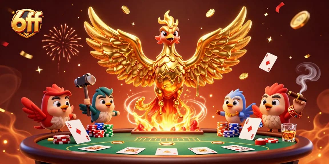 Enhance your gaming experience with 6ff, showcasing a phoenix and poker elements in vivid detail.