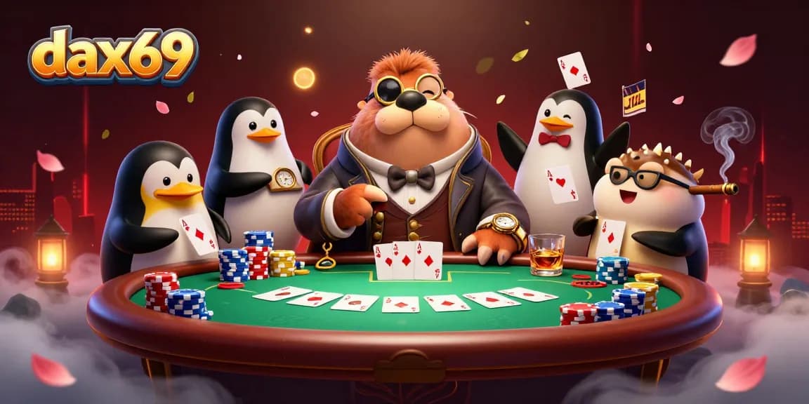 Permainan dadu di bawah laut dengan karakter dax69 dan dealer penguin, suasana mengasyikkan.