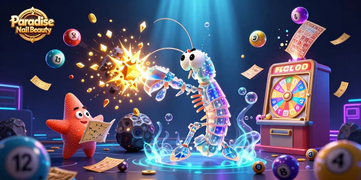 Engage in thrilling moments at Paradise Nail Beauty with vibrant game visuals and lottery excitement.