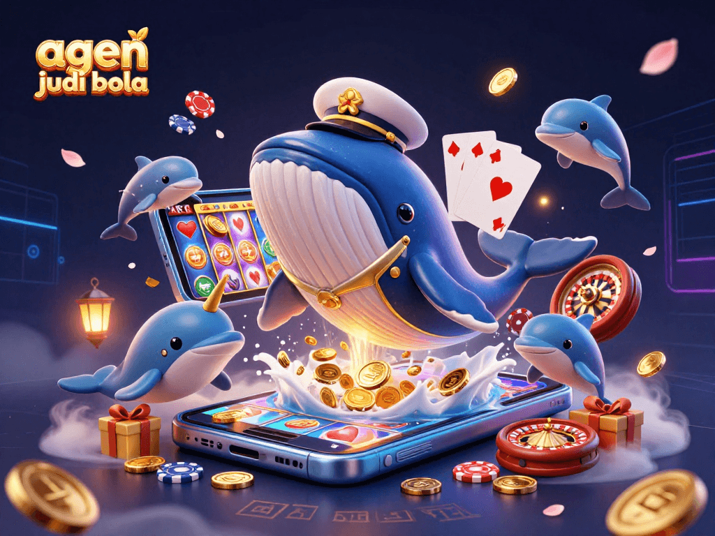 Engage in thrilling sports betting at agen judi bola with vibrant casino elements and dynamic 3D characters.