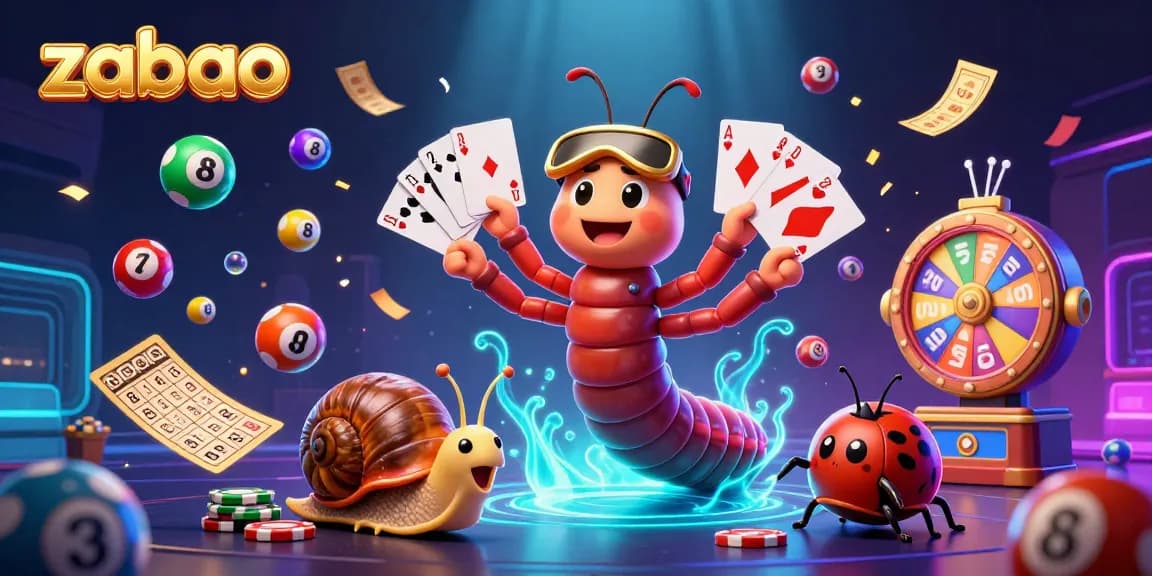Engage with zaobao in a lively casino scene featuring a millipede dealer and vibrant lottery elements.