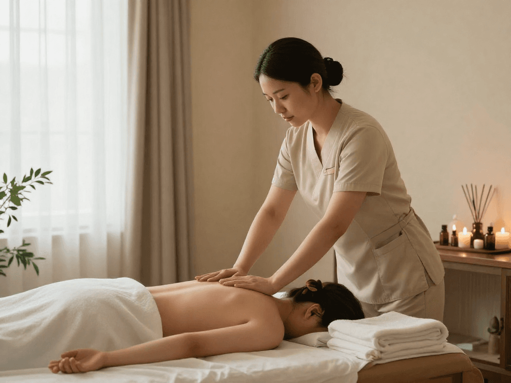 Experience relaxation with 종로출장마사지 in a serene home environment.