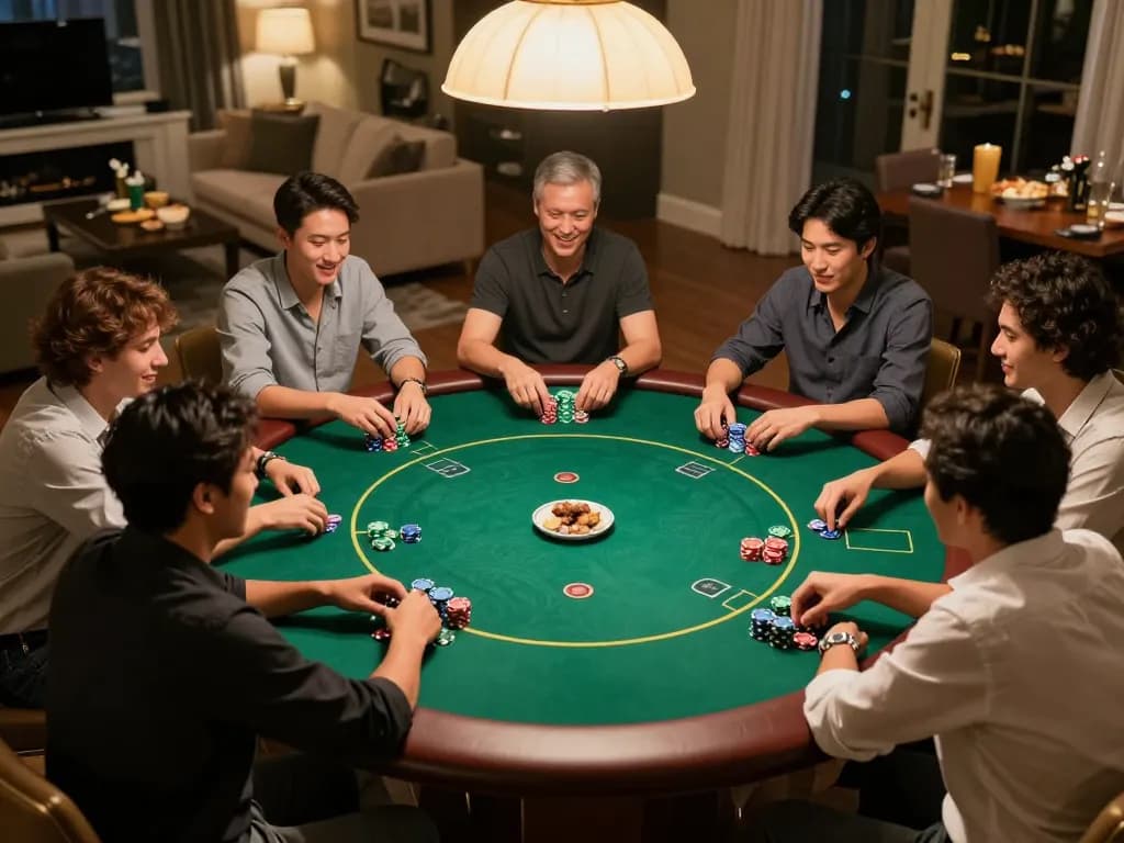 Viceroyluxury showcases an engaging poker night among friends, highlighting strategic gameplay and excitement.