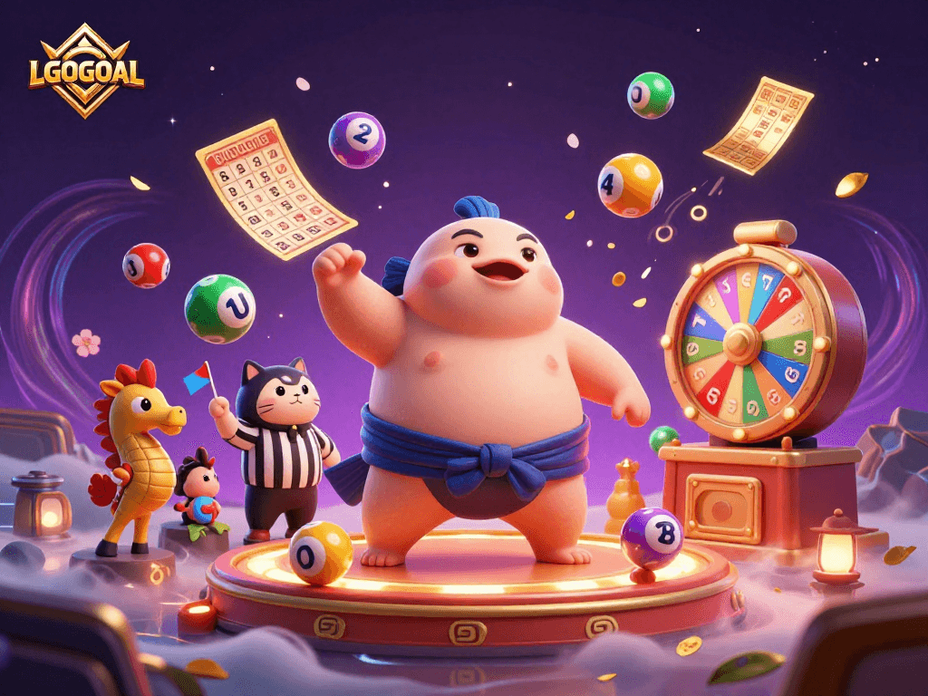 Experience the excitement of gaming at LGOGOAL with vibrant characters and dynamic lottery elements.