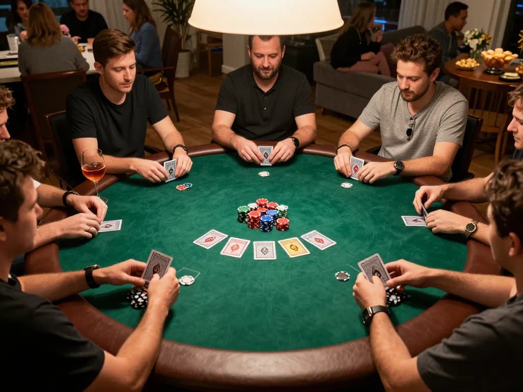 Players engaged in a thrilling poker game at home showcasing strategy and social interaction at 789club.