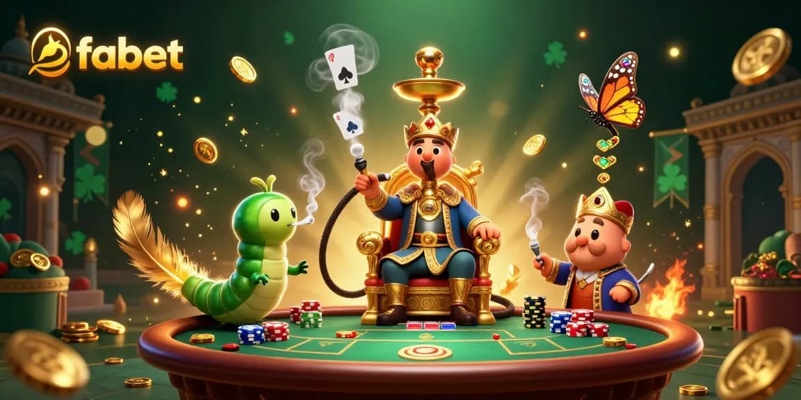 Experience fabet's winning poker atmosphere with a vibrant 3D casino illustration.