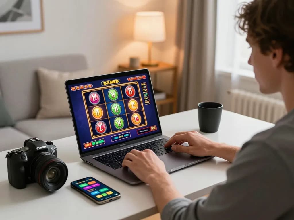 SLOT88 player engaging with live slot games on laptop while managing bankroll effectively