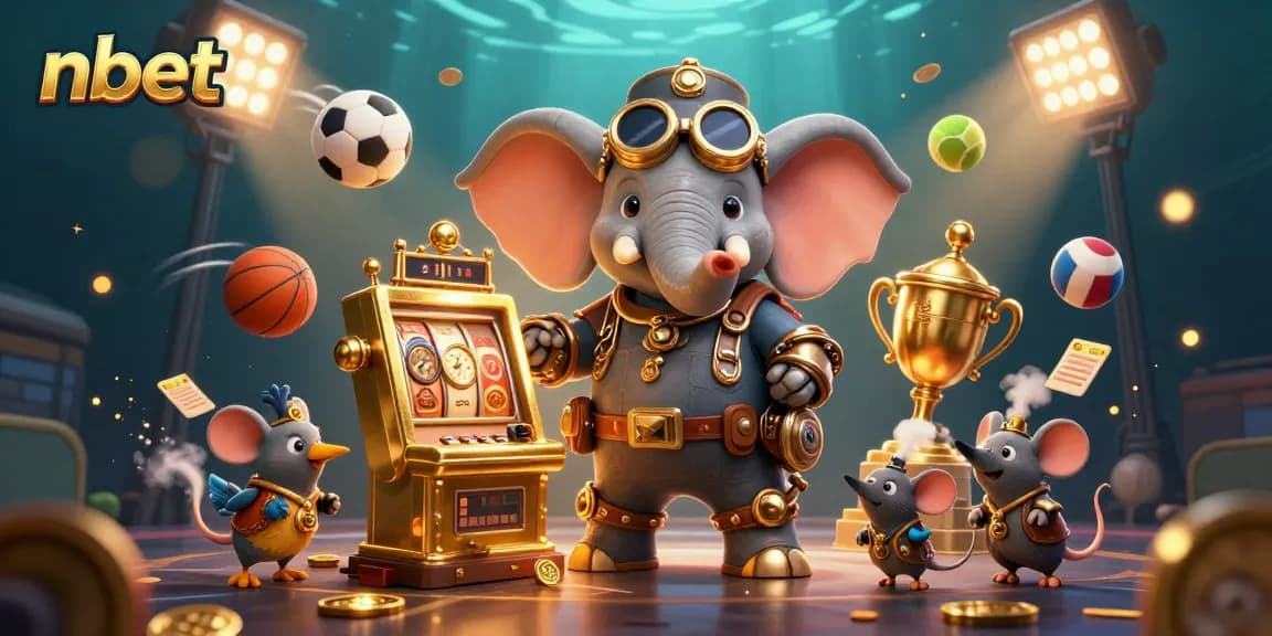Engage with nbet's immersive steampunk casino world featuring vibrant sports elements and rich 3D graphics.