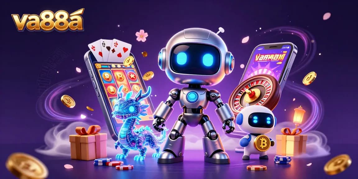va88a offers dynamic gaming experiences with a futuristic robot and an exciting casino atmosphere.