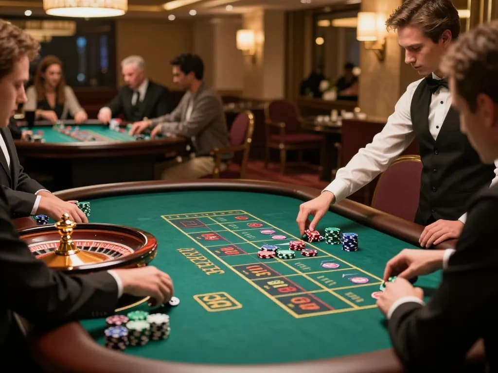 Experience thrilling gameplay with nhacaiuytinn at a dynamic roulette table in a luxurious casino setting.