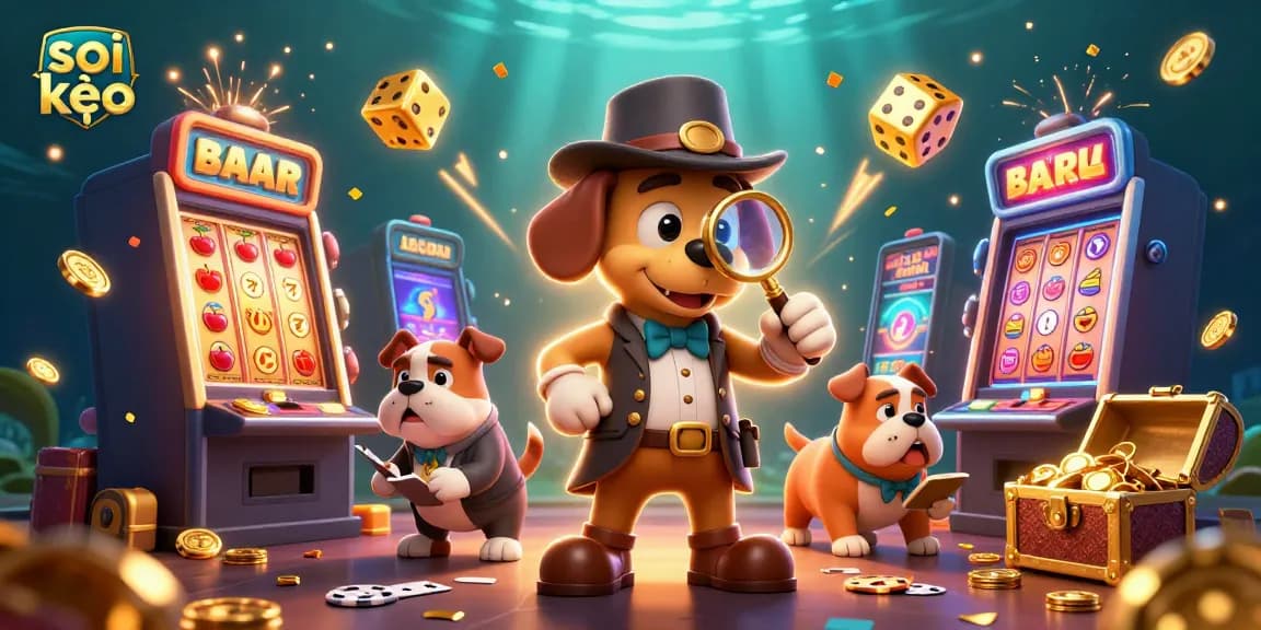 Engage in soi kèo sports betting strategy with a detailed casino illustration featuring a detective and gaming elements.