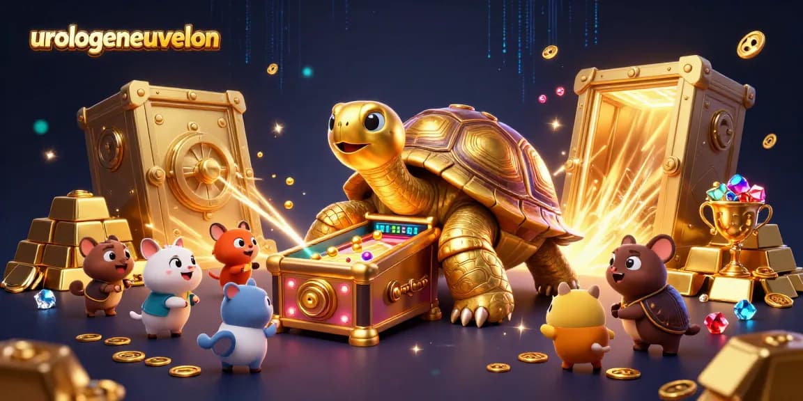 Engage with urologaennuevoleon as the colossal golden tortoise leads a thrilling slot gaming adventure amid sparkling treasures.