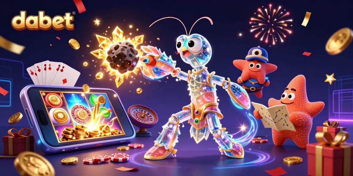 dabet slots come alive with a galactic samurai shrimp and starfish amid falling gold coins.