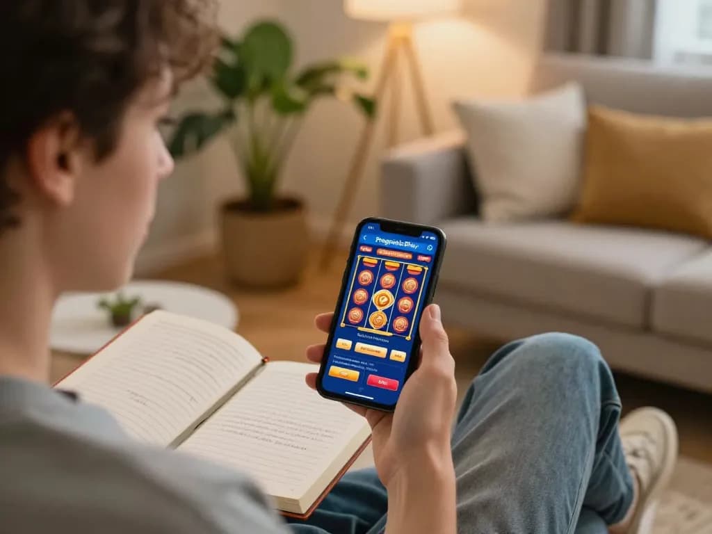Engaging in online Pragmaticplay slots while managing bankroll notes at home.