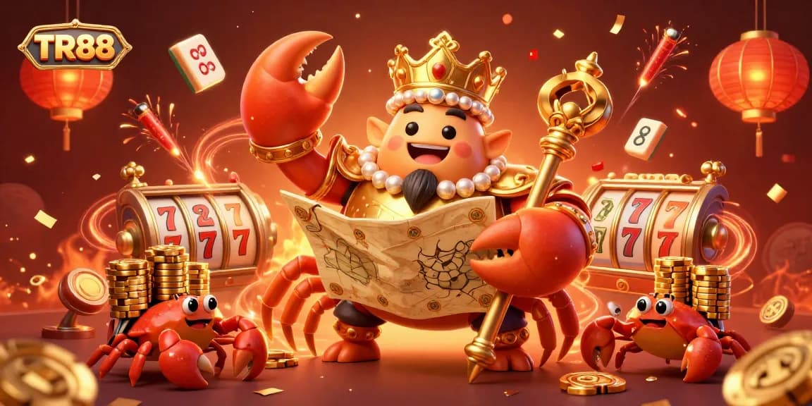 Experience thrilling wins at TR88 with a golden crab emperor and a treasure-filled casino celebration.