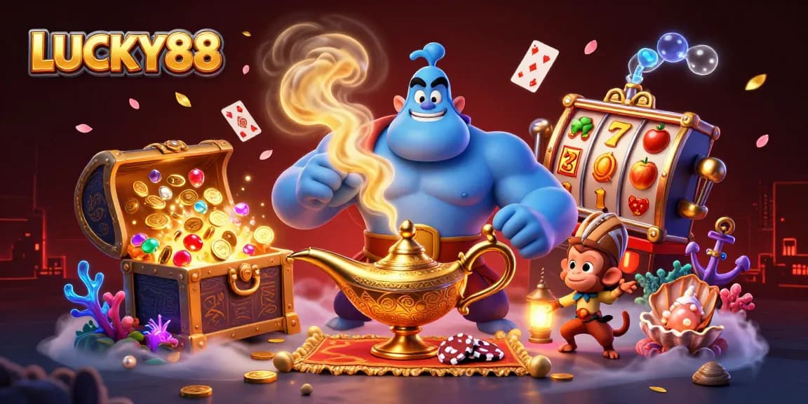 Engage in thrilling gameplay at LUCKY88 with an epic casino adventure featuring vibrant 3D characters.