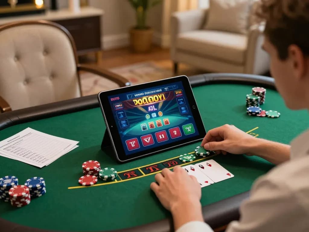 Player engaging with the 78win online blackjack game, reflecting strategy and concentration.