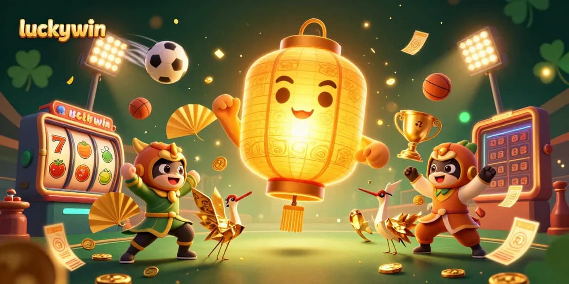Experience the excitement of luckywin and vibrant casino action with golden symbols and dynamic elements.