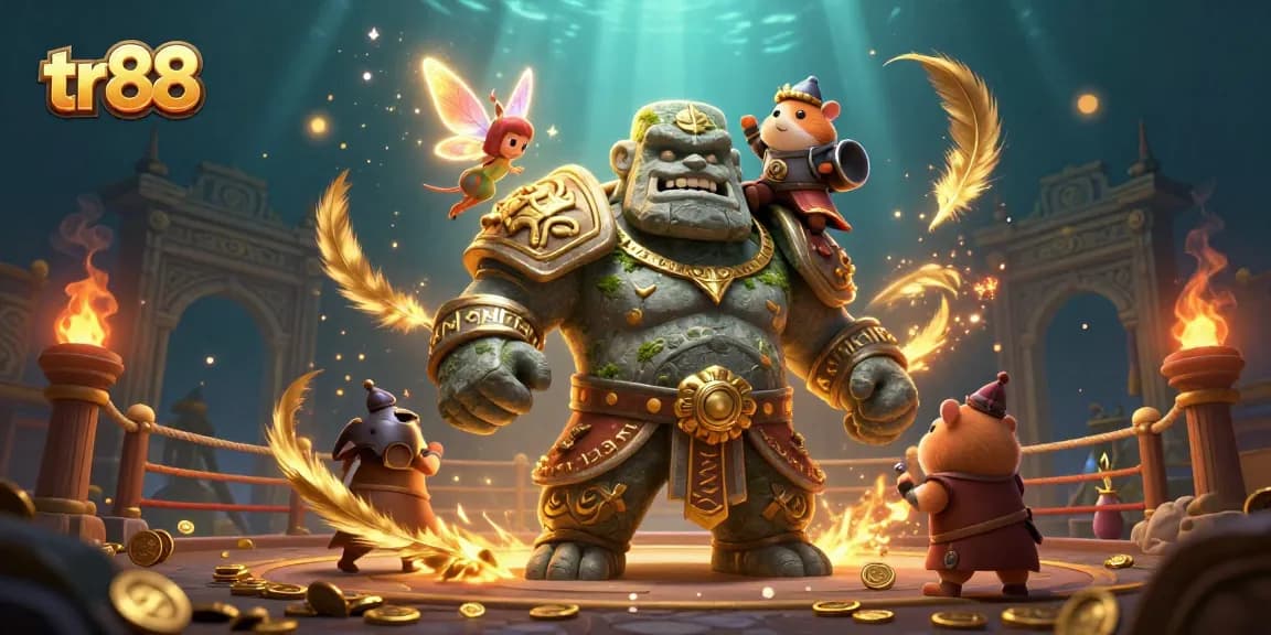 Experience the thrill of gameplay with tr88's vibrant characters and gaming elements in an exciting casino scene.