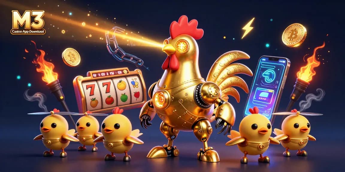 Experience the excitement with M3 Casino App Download, featuring vibrant casino elements and animated characters in action.