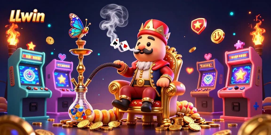 Win big with LLwin in this vibrant 3D casino illustration filled with dynamic game elements.