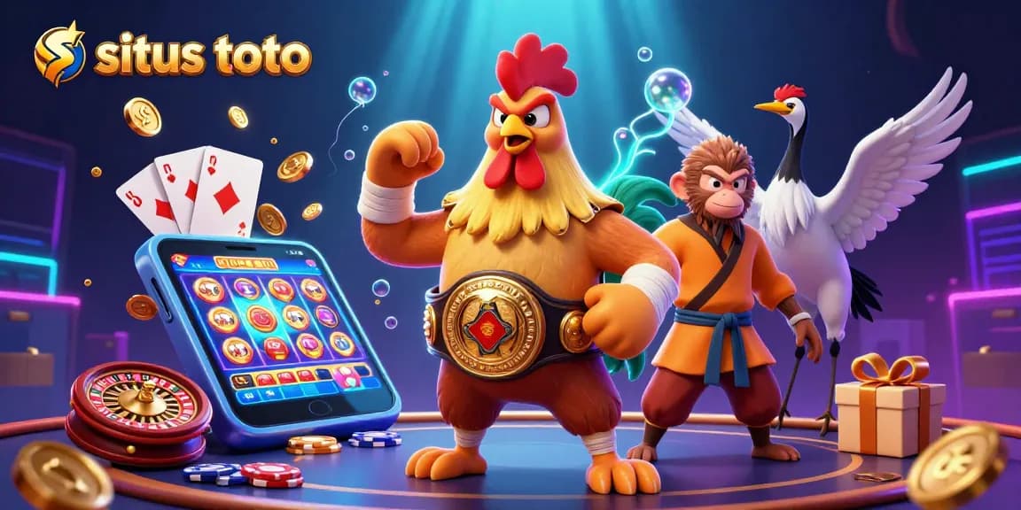 Engage in exciting gameplay at situs toto, featuring a dynamic 3D casino scene with vibrant characters and game elements.