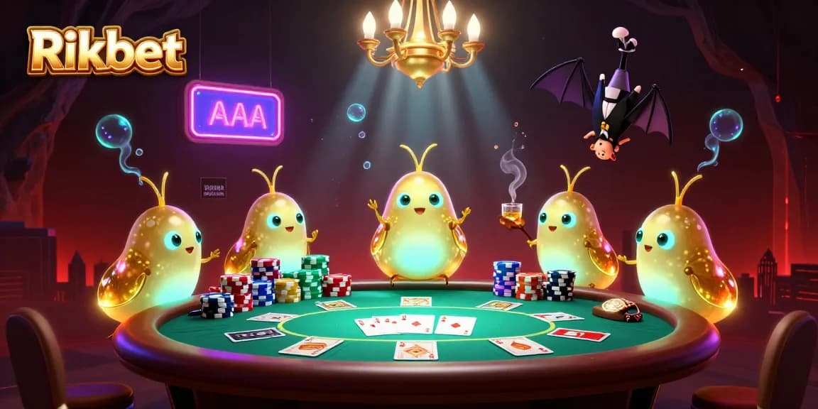 Light up your game with Rikbet's captivating cave casino illustration featuring poker excitement.