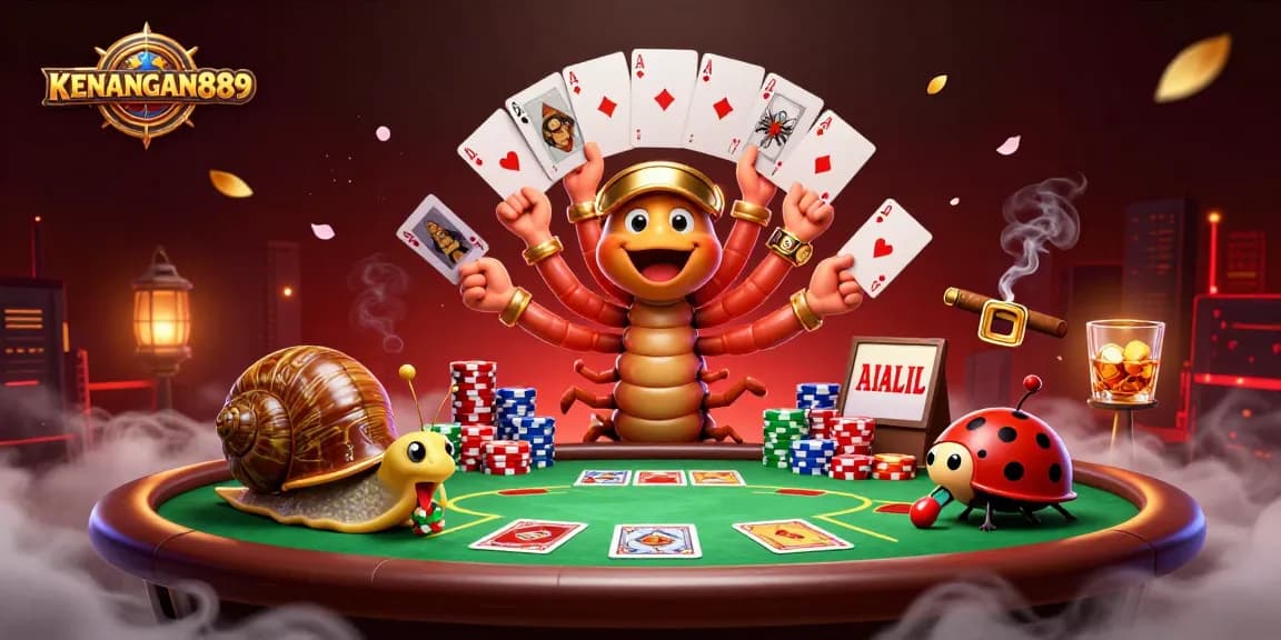 Experience thrilling gameplay at KENANGAN889 with vibrant poker action and dynamic characters.
