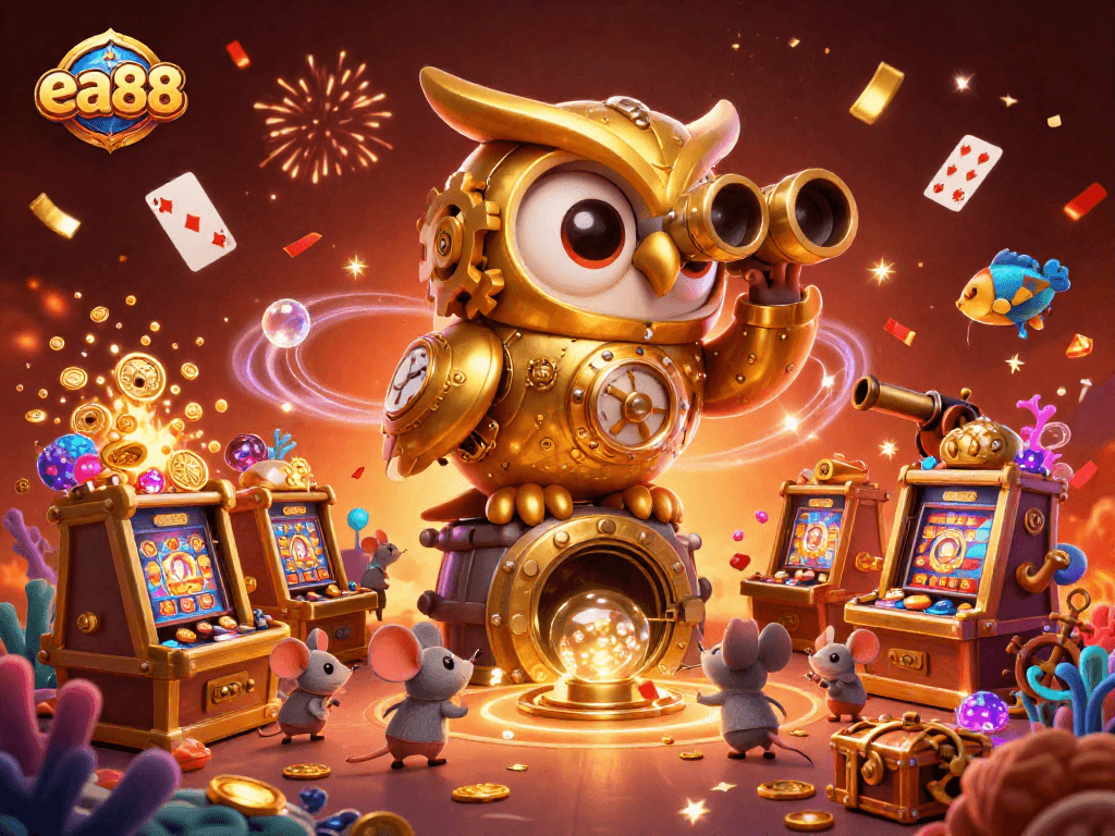 Experience thrilling moments at ea88 with vibrant casino-themed 3D illustration featuring captivating game elements.
