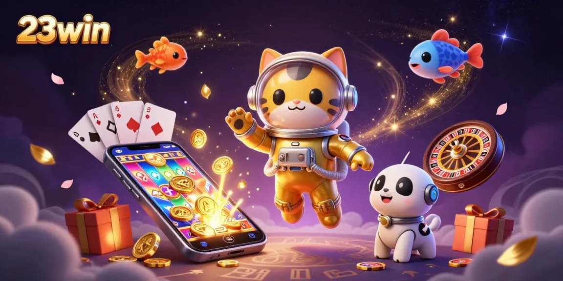 Win big at 23win with dynamic gameplay and stunning visuals in this energetic casino scene.