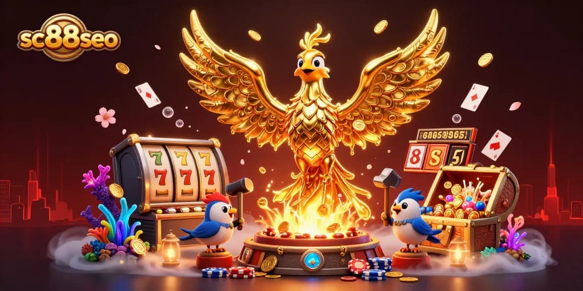 Engage with the adrenaline of online gaming at sc88seo, where a molten golden phoenix symbolizes winning moments in slots.