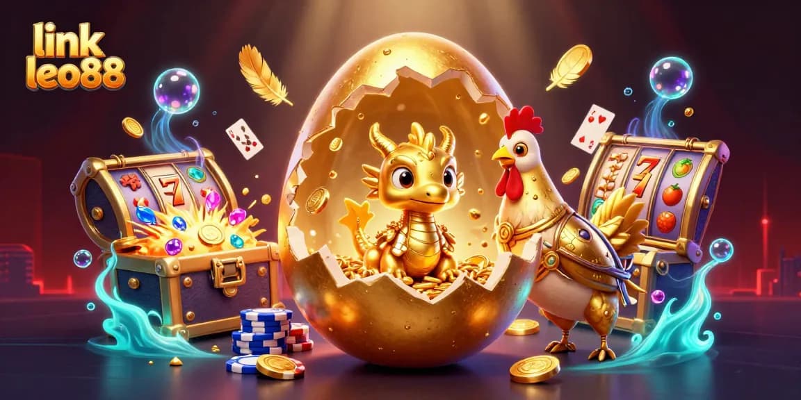 Engage in the thrill of link leo88 with a stunning illustration of a golden dragon emerging from poker chips.
