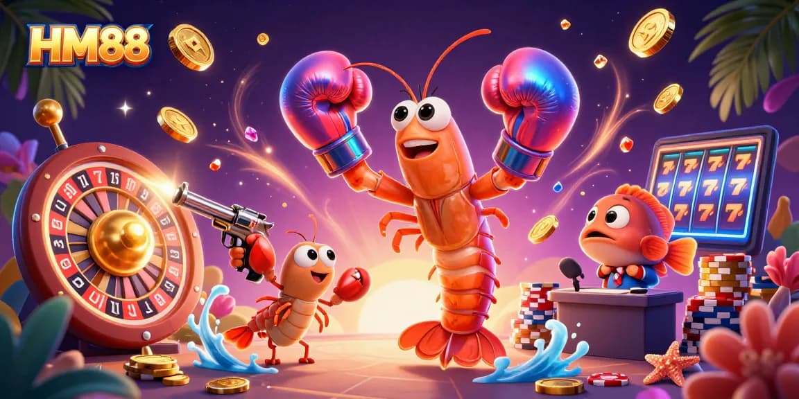 Engage with HM88 in a casino adventure featuring vibrant characters and classic gaming elements.