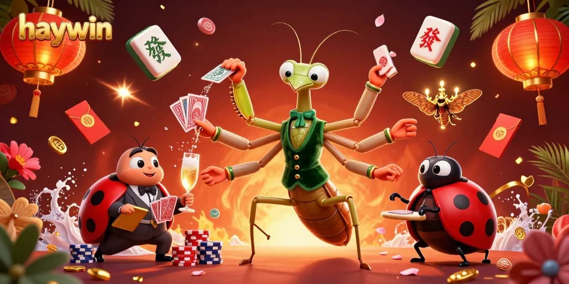 Win big at haywin with a vibrant illustration showcasing exciting card games and festive casino elements.