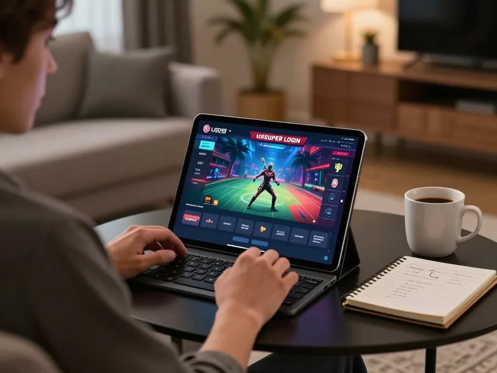 Engaging gameplay on LGOSUPER LOGIN in a stylish living room, highlighting responsible gaming strategies.