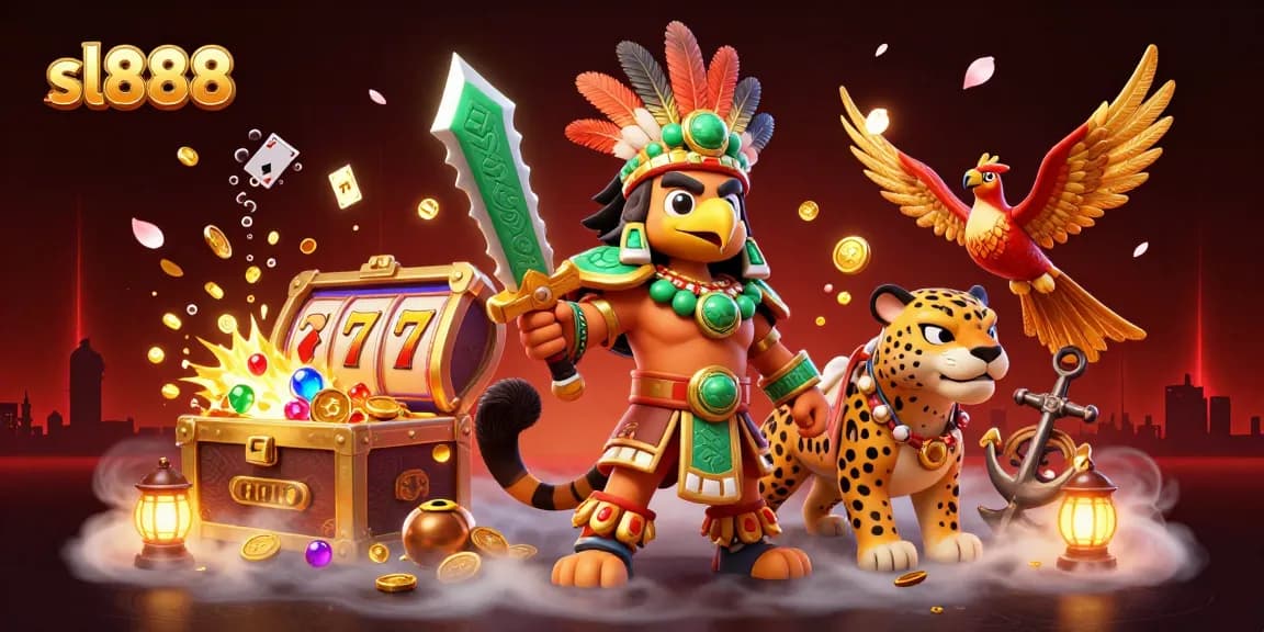 Experience thrilling gameplay at sl888 with epic jackpots and 3D characters in a vibrant casino scene.
