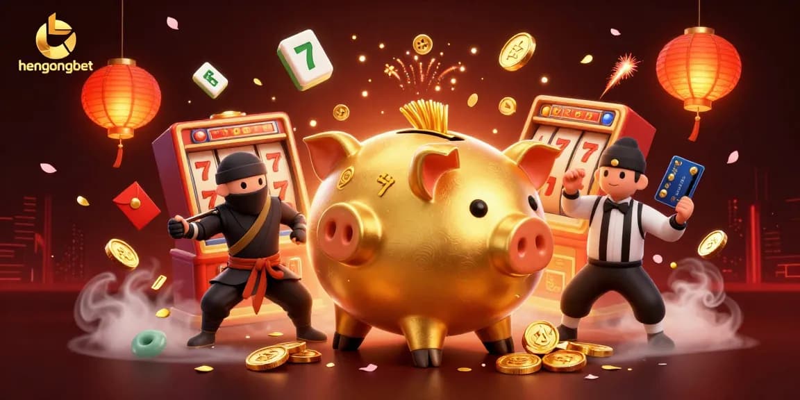 Engage with hengongbet's vibrant casino action featuring a sumo wrestler and dynamic slot elements.