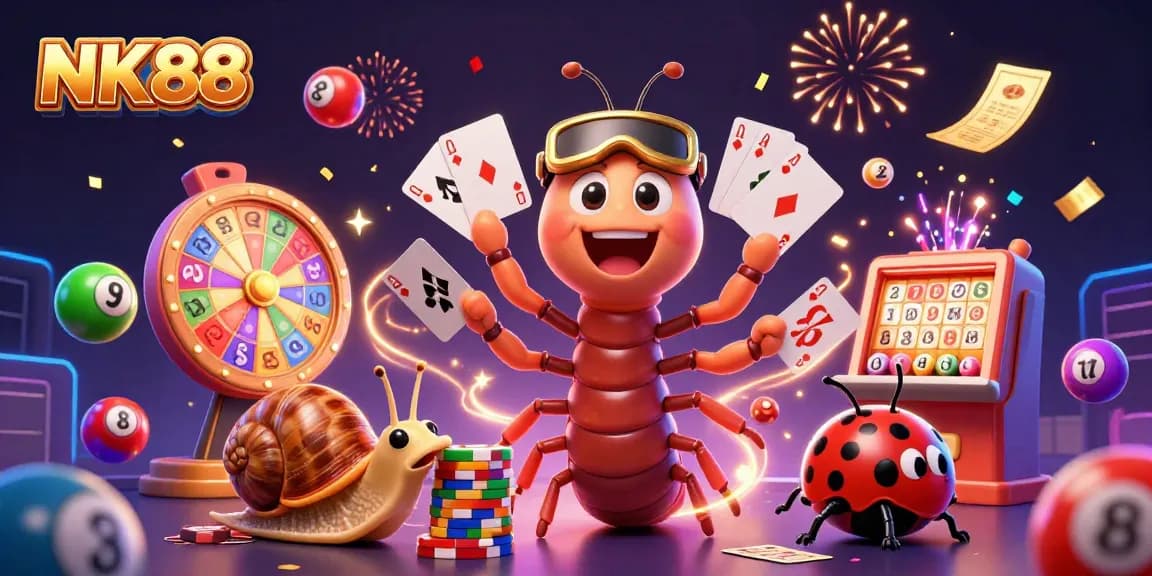 Experience dynamic gaming excitement at NK88 with vibrant characters and colorful casino elements.