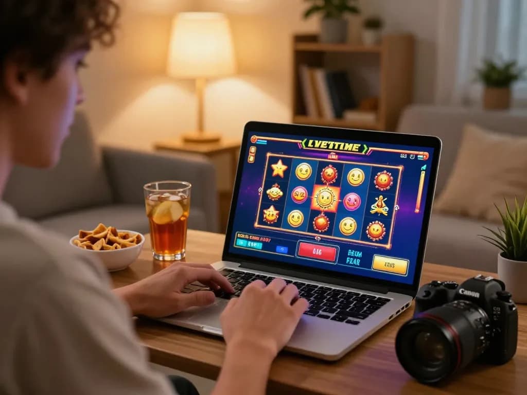 Engaging gameplay on Slot Gacor online, with a cozy home scene and vibrant graphics.