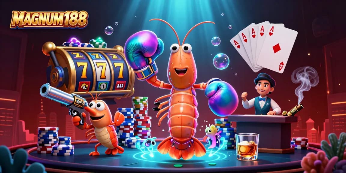 Engage with MAGNUM188's vibrant slot game world through this exciting 3D illustration.